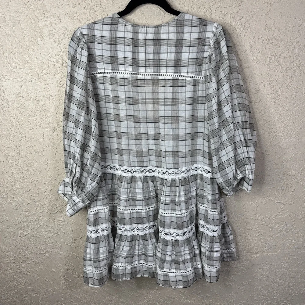 Free People Women's Time Out Tunic Blouse Size SP Tiered Lace Boho Cottagecore